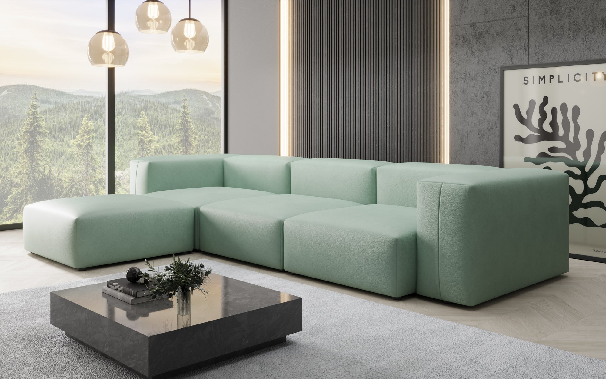 Designer L Sofa Snug in Genuine Leather