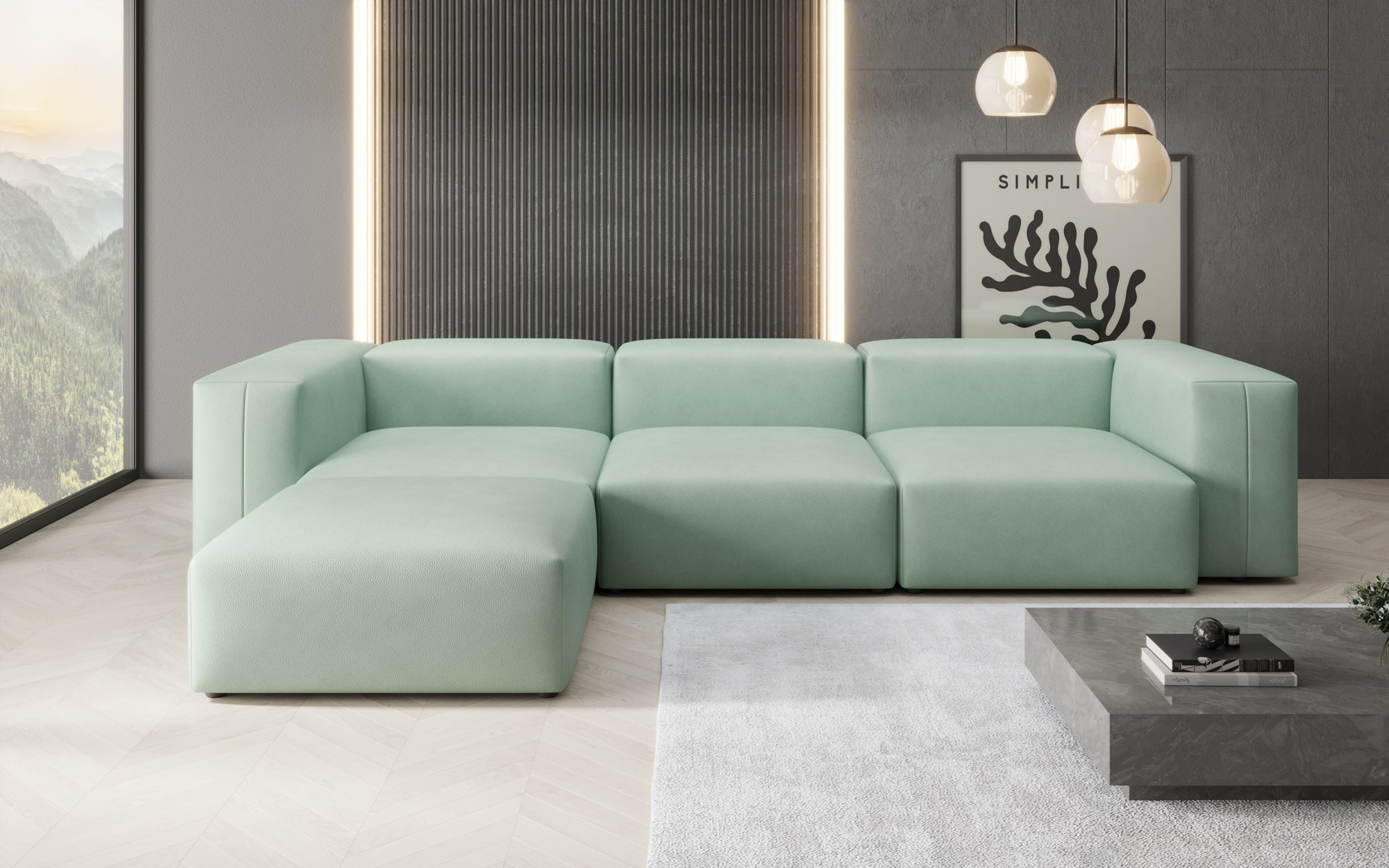 Designer L Sofa Snug in Genuine Leather