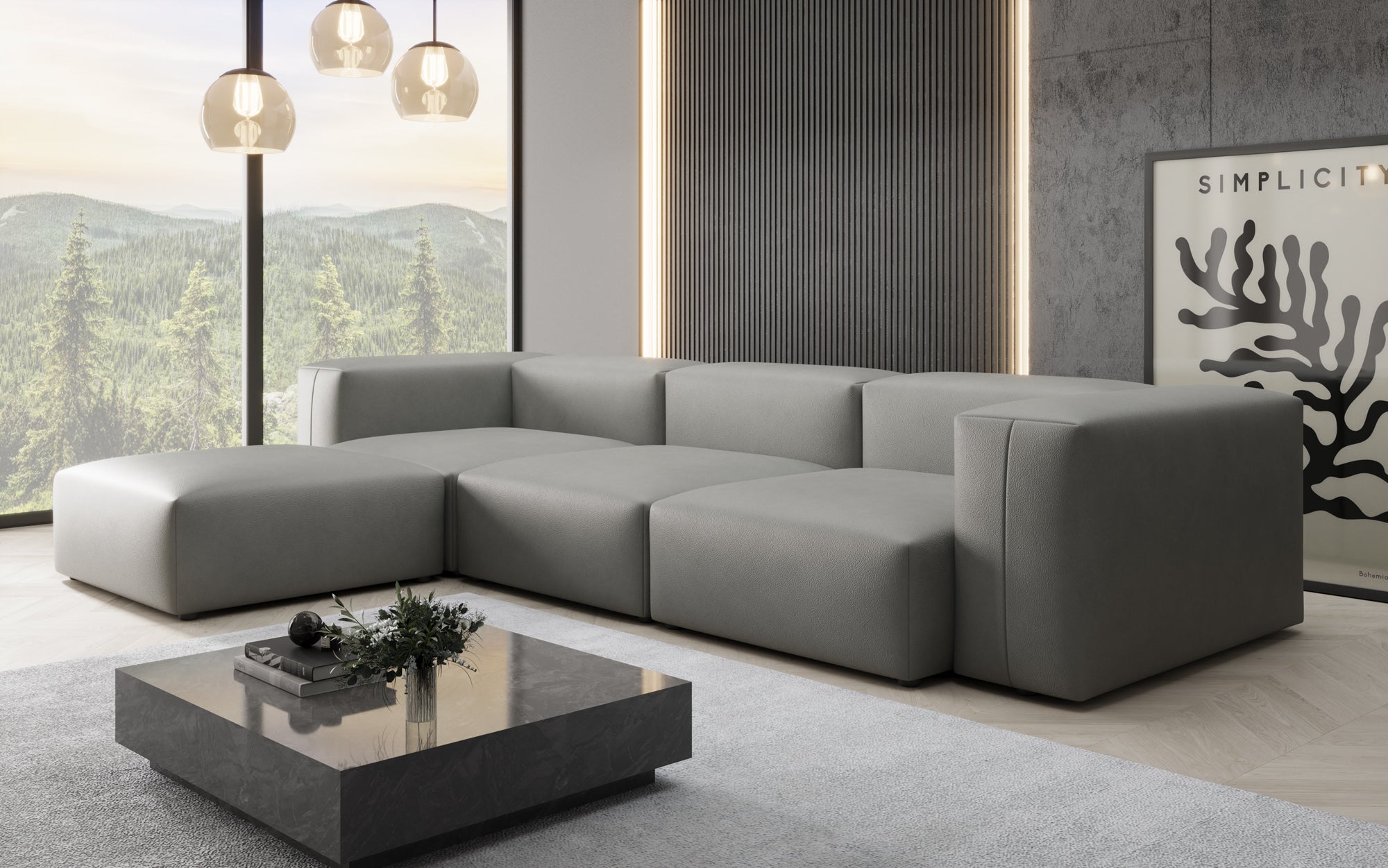 Designer L Sofa Snug in Genuine Leather
