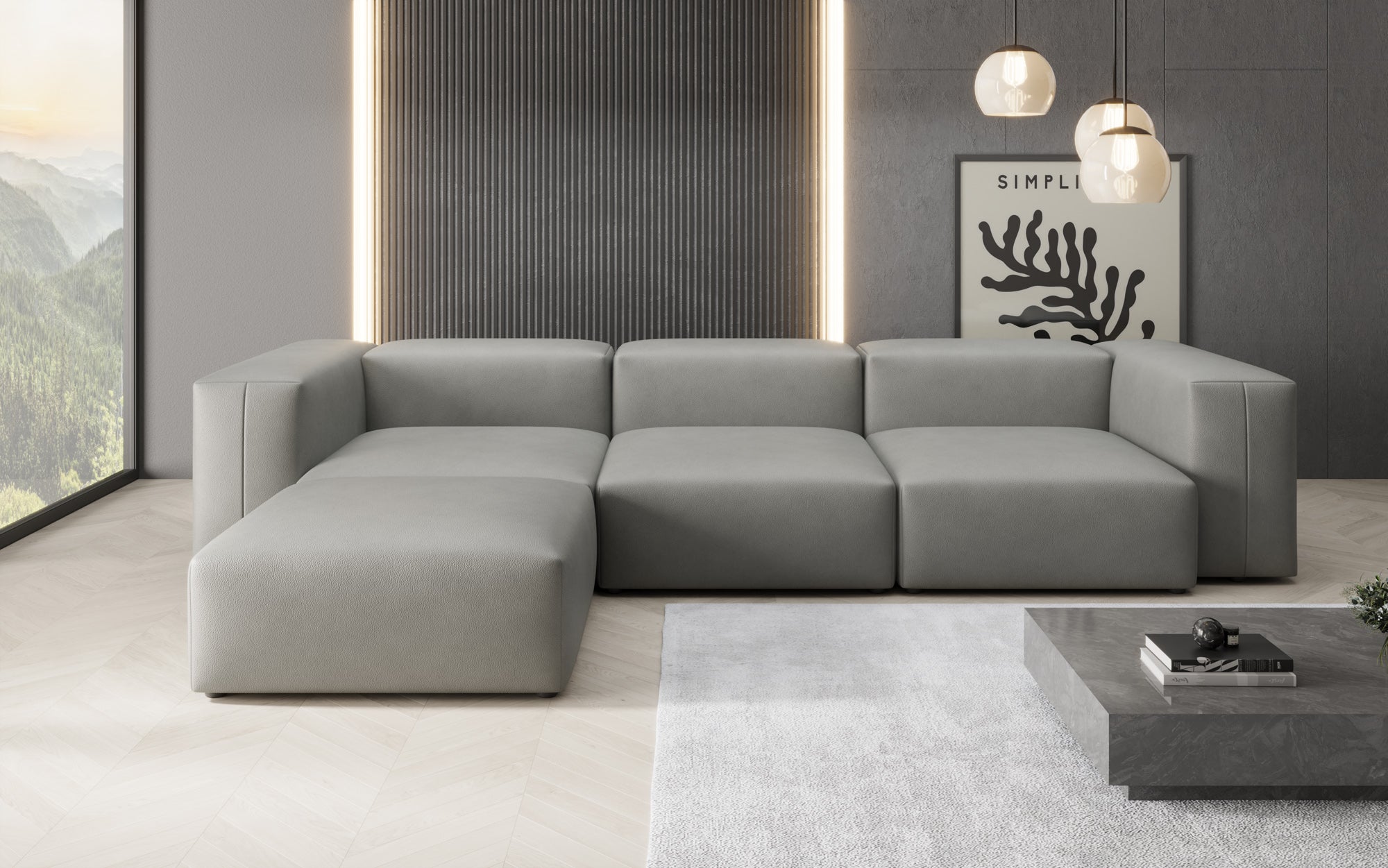 Designer L Sofa Snug in Genuine Leather