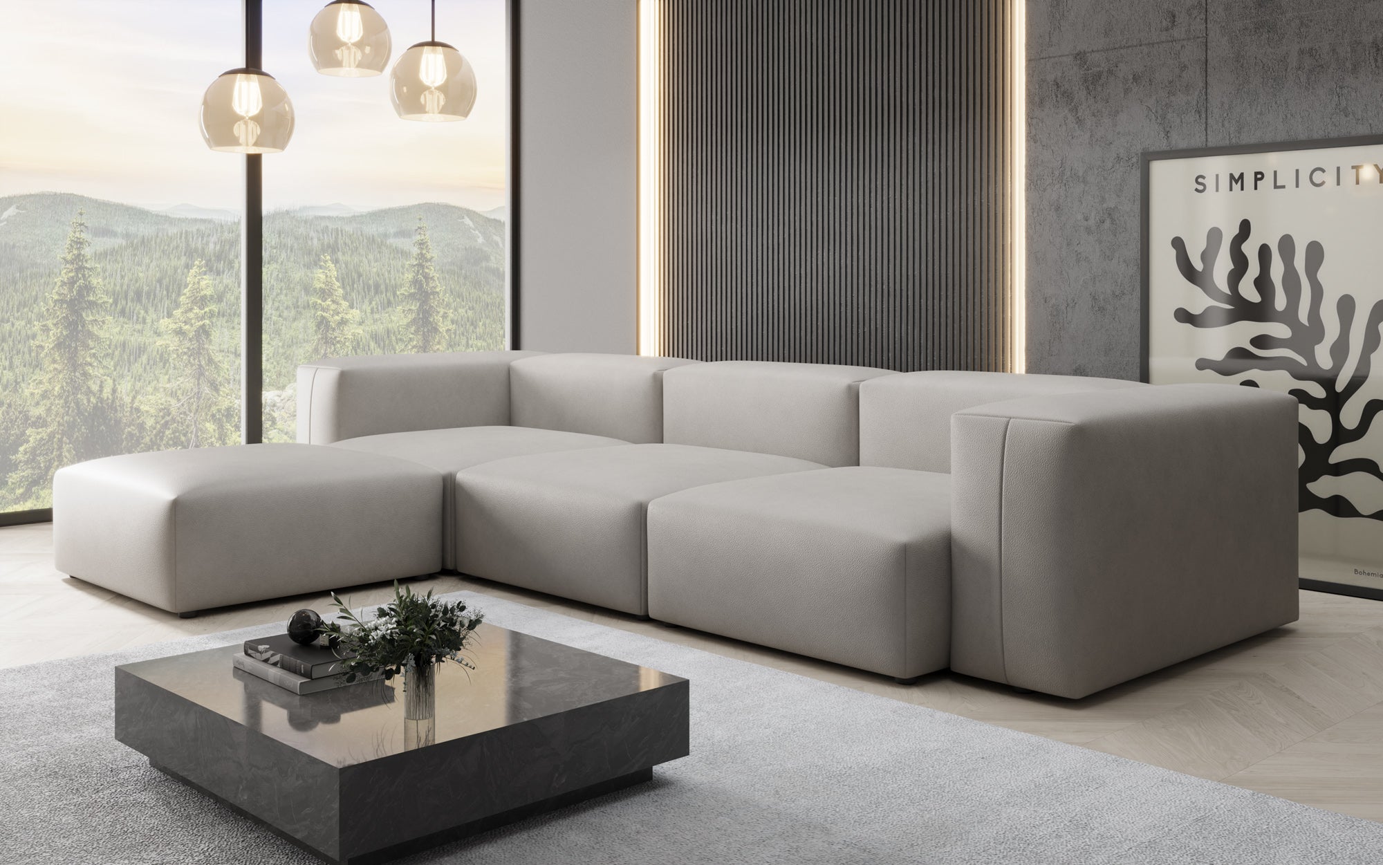 Designer L Sofa Snug in Genuine Leather