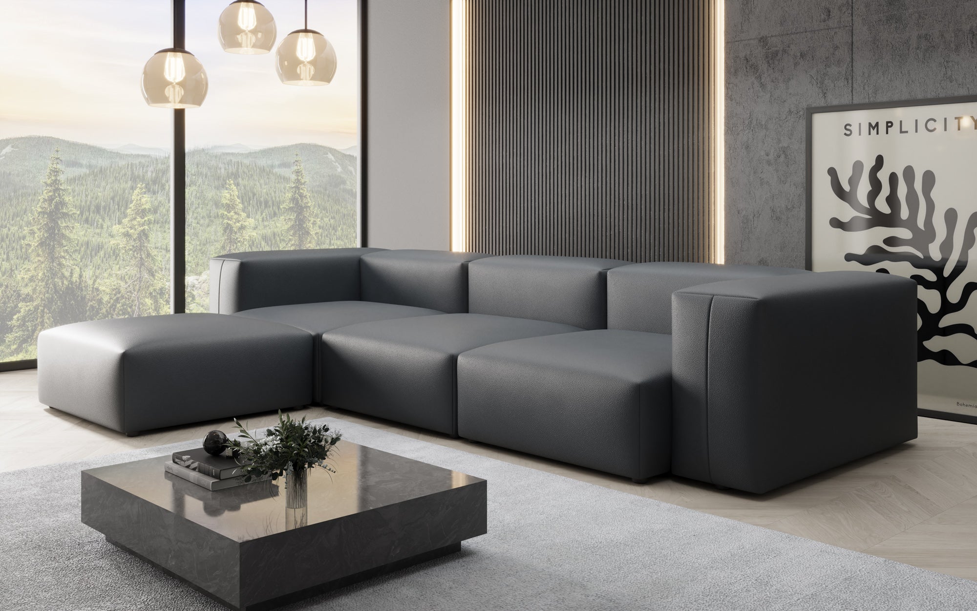 Designer L Sofa Snug in Genuine Leather