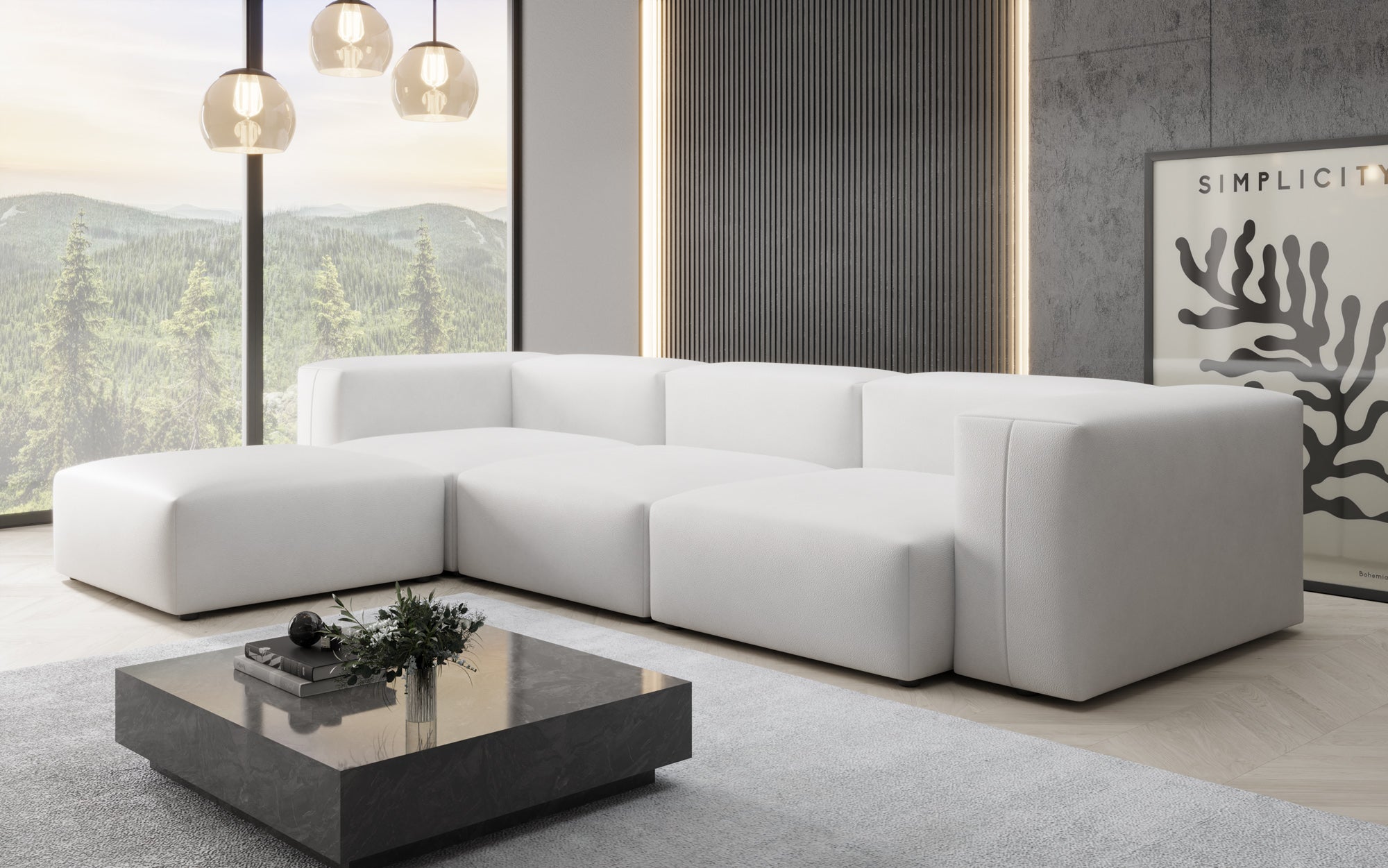 Designer L Sofa Snug in Genuine Leather