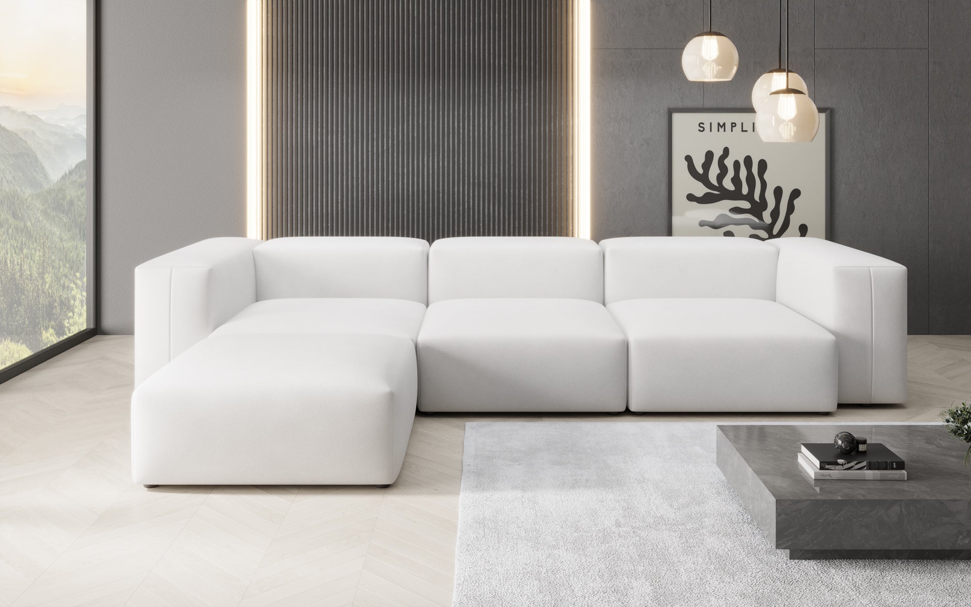 Designer L Sofa Snug in Genuine Leather