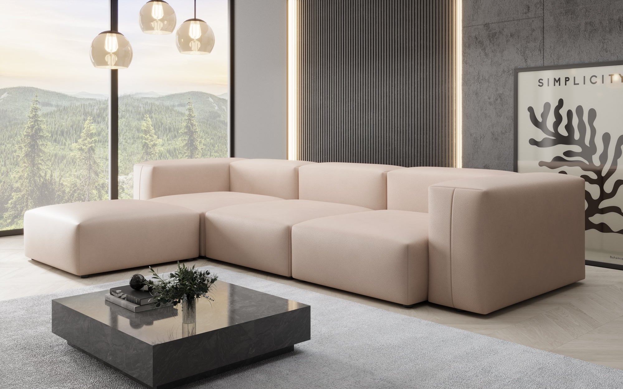 Designer L Sofa Snug in Genuine Leather