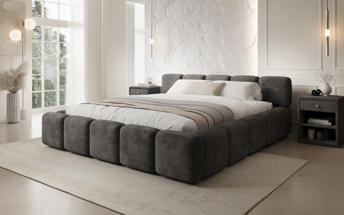 Designer upholstered bed Giulia Corduroy with storage space