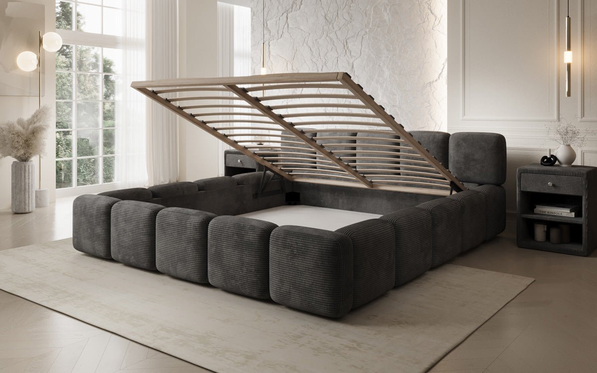 Designer upholstered bed Giulia Corduroy with storage space
