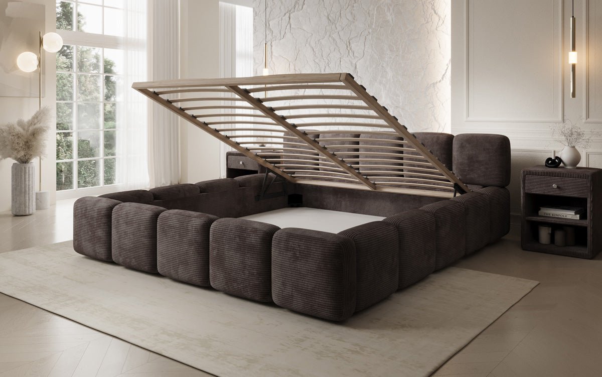 Designer upholstered bed Giulia Corduroy with storage space