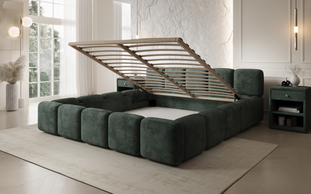 Designer upholstered bed Giulia Corduroy with storage space