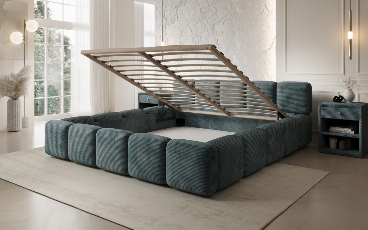 Designer upholstered bed Giulia Corduroy with storage space