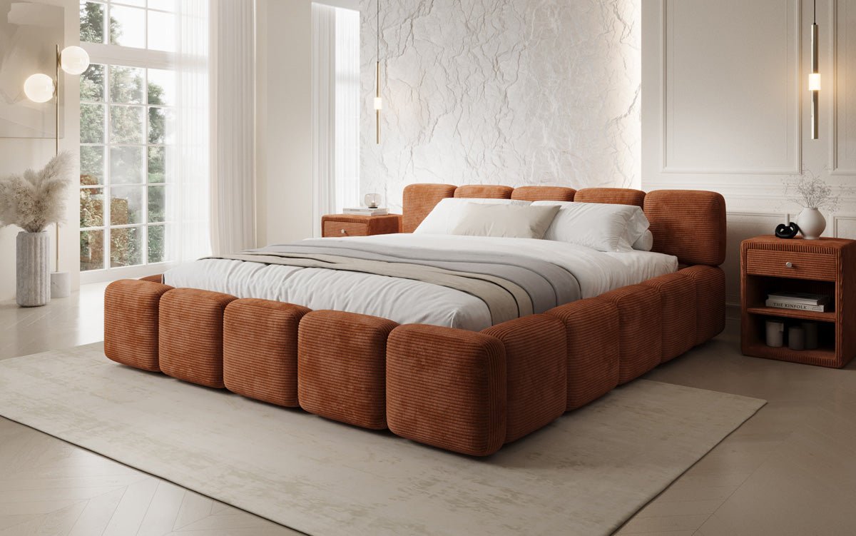 Designer upholstered bed Giulia Corduroy with storage space