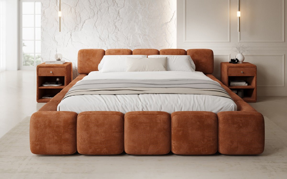 Designer upholstered bed Giulia Corduroy with storage space