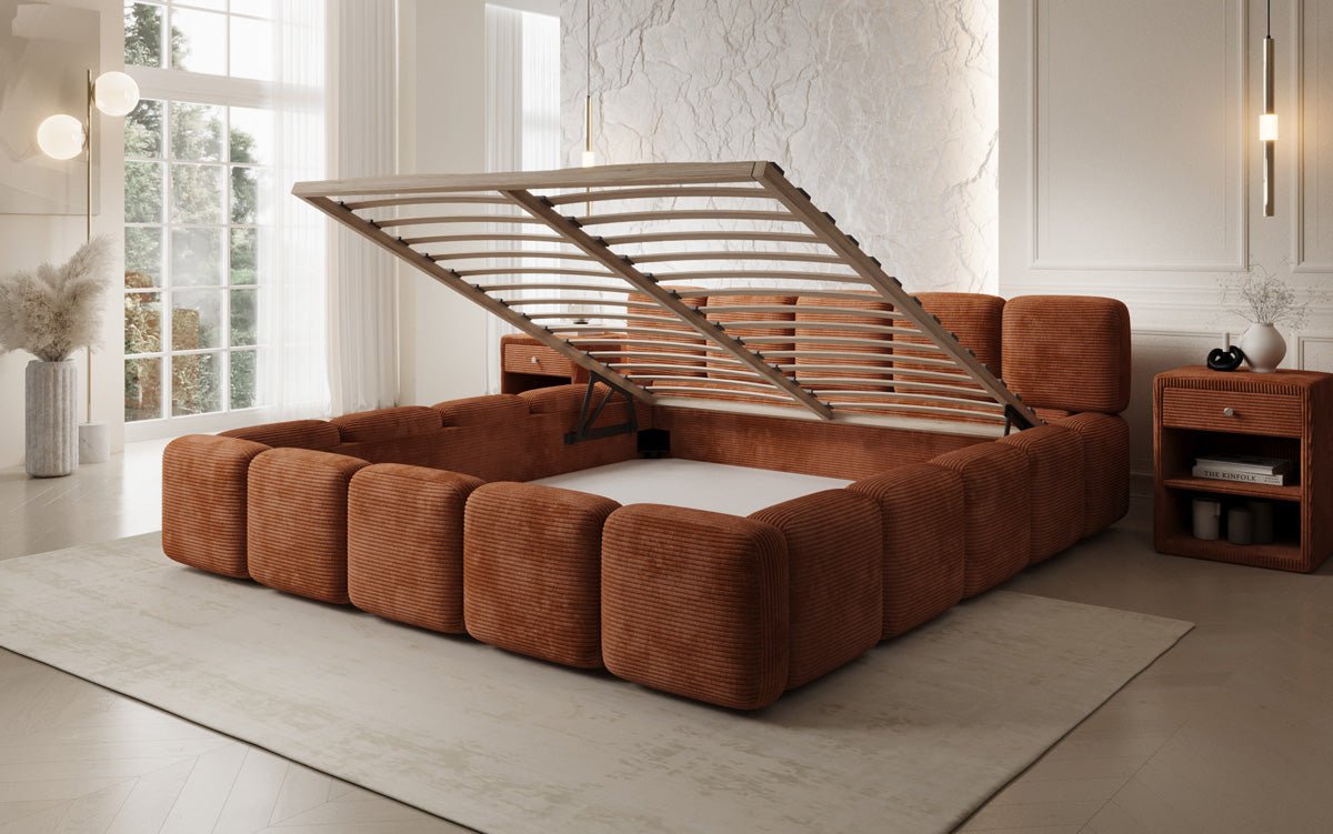 Designer upholstered bed Giulia Corduroy with storage space