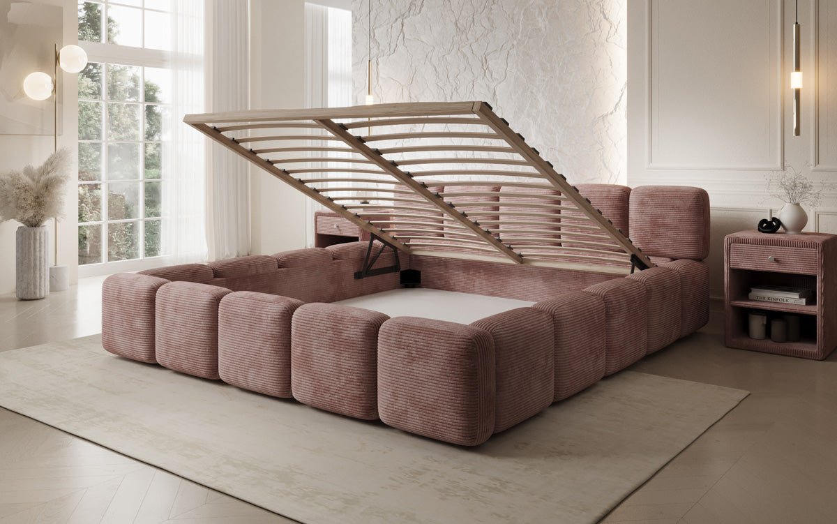 Designer upholstered bed Giulia Corduroy with storage space