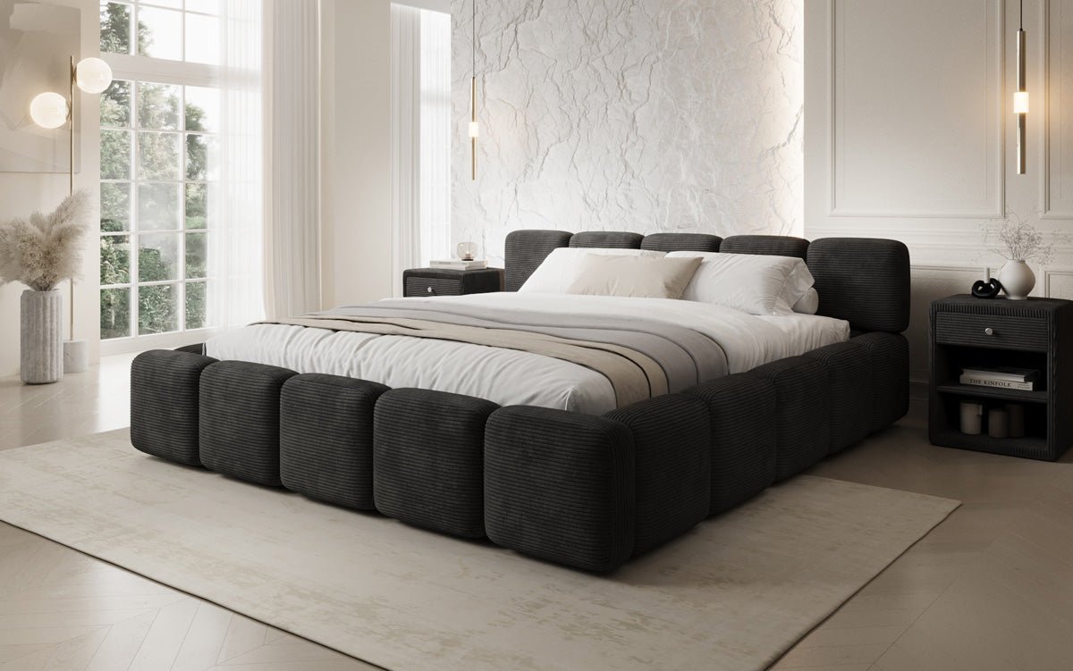 Designer upholstered bed Giulia Corduroy with storage space