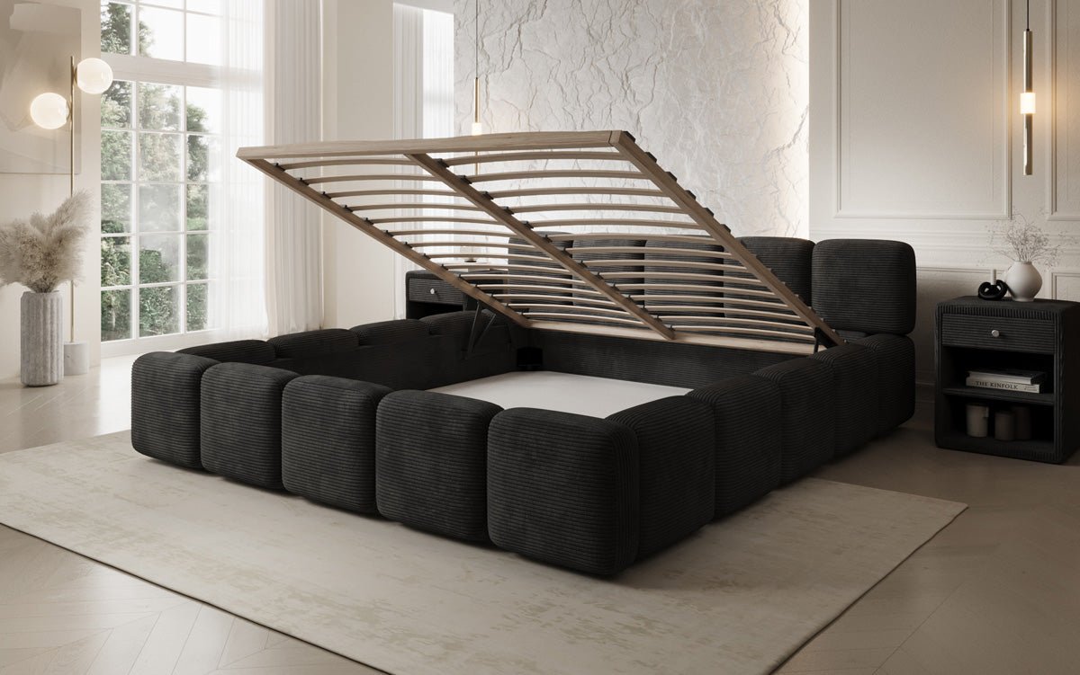 Designer upholstered bed Giulia Corduroy with storage space