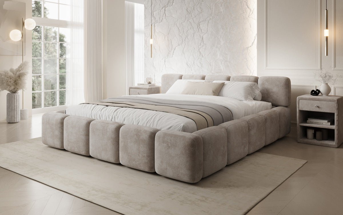 Designer upholstered bed Giulia Corduroy with storage space