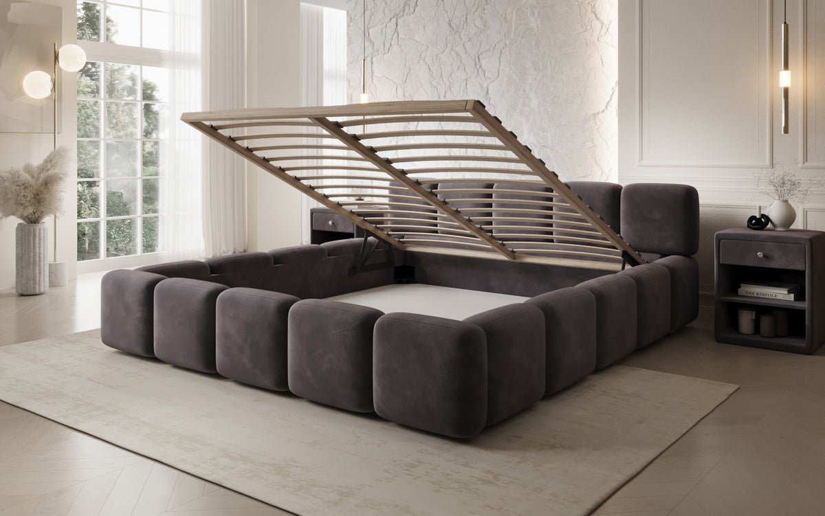 Designer upholstered bed Giulia velvet with storage