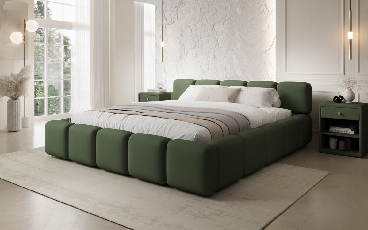 Designer Upholstered Bed Giulia in Fabric with Storage