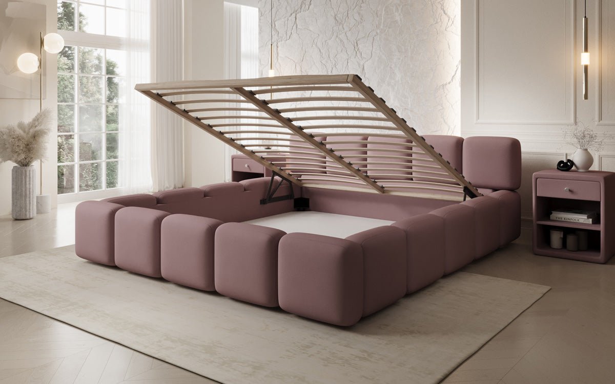Designer Upholstered Bed Giulia in Fabric with Storage