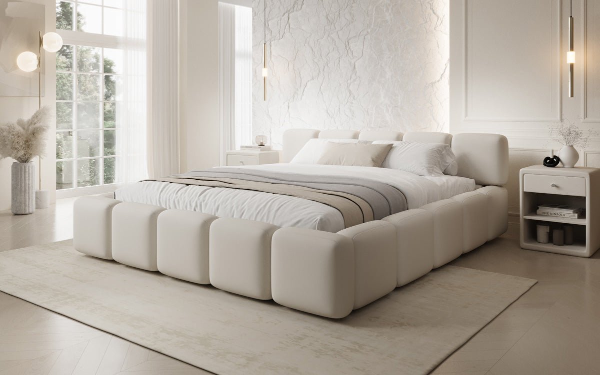 Designer Upholstered Bed Giulia in Fabric with Storage