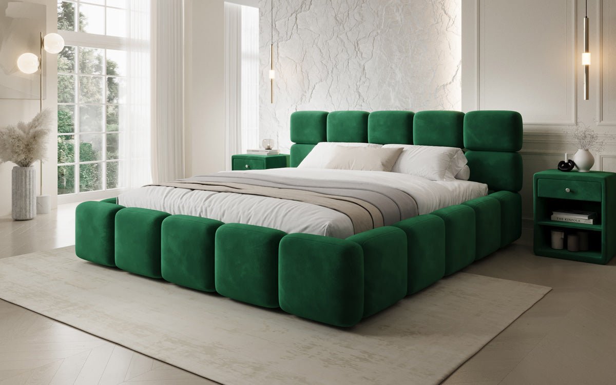 Designer upholstered bed Matilda velvet with storage