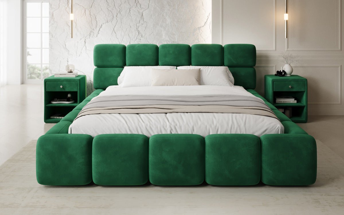 Designer upholstered bed Matilda velvet with storage
