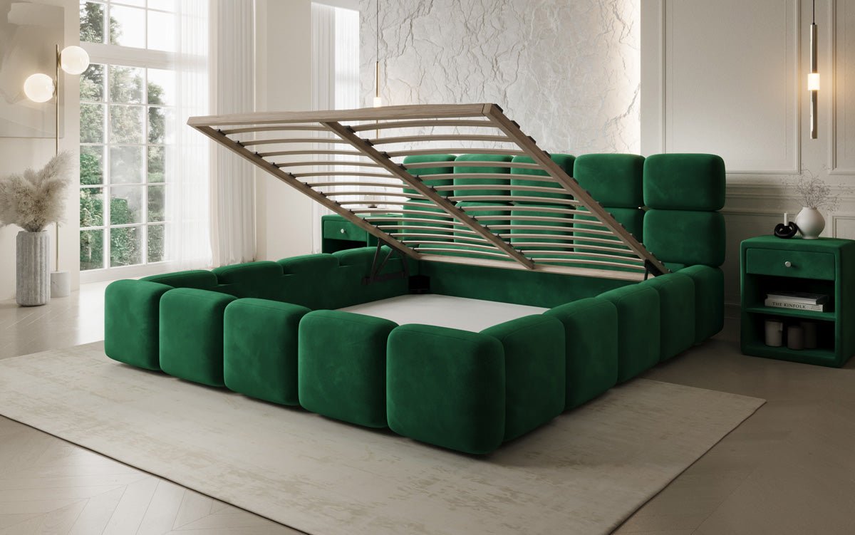 Designer upholstered bed Matilda velvet with storage