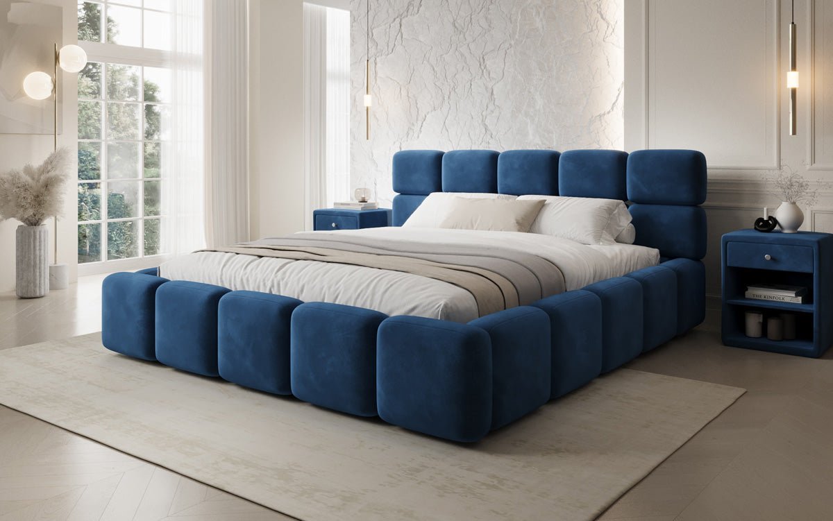 Designer upholstered bed Matilda velvet with storage