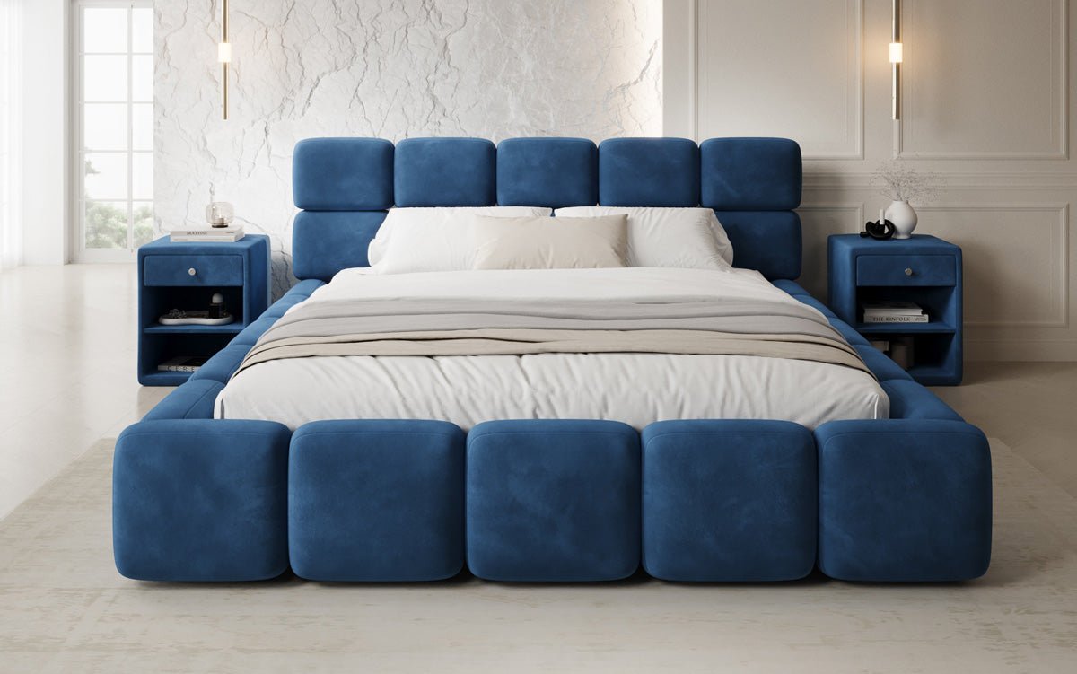 Designer upholstered bed Matilda velvet with storage
