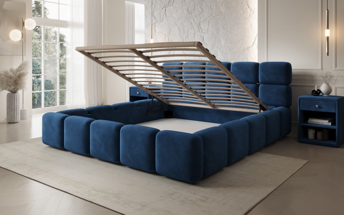 Designer upholstered bed Matilda velvet with storage
