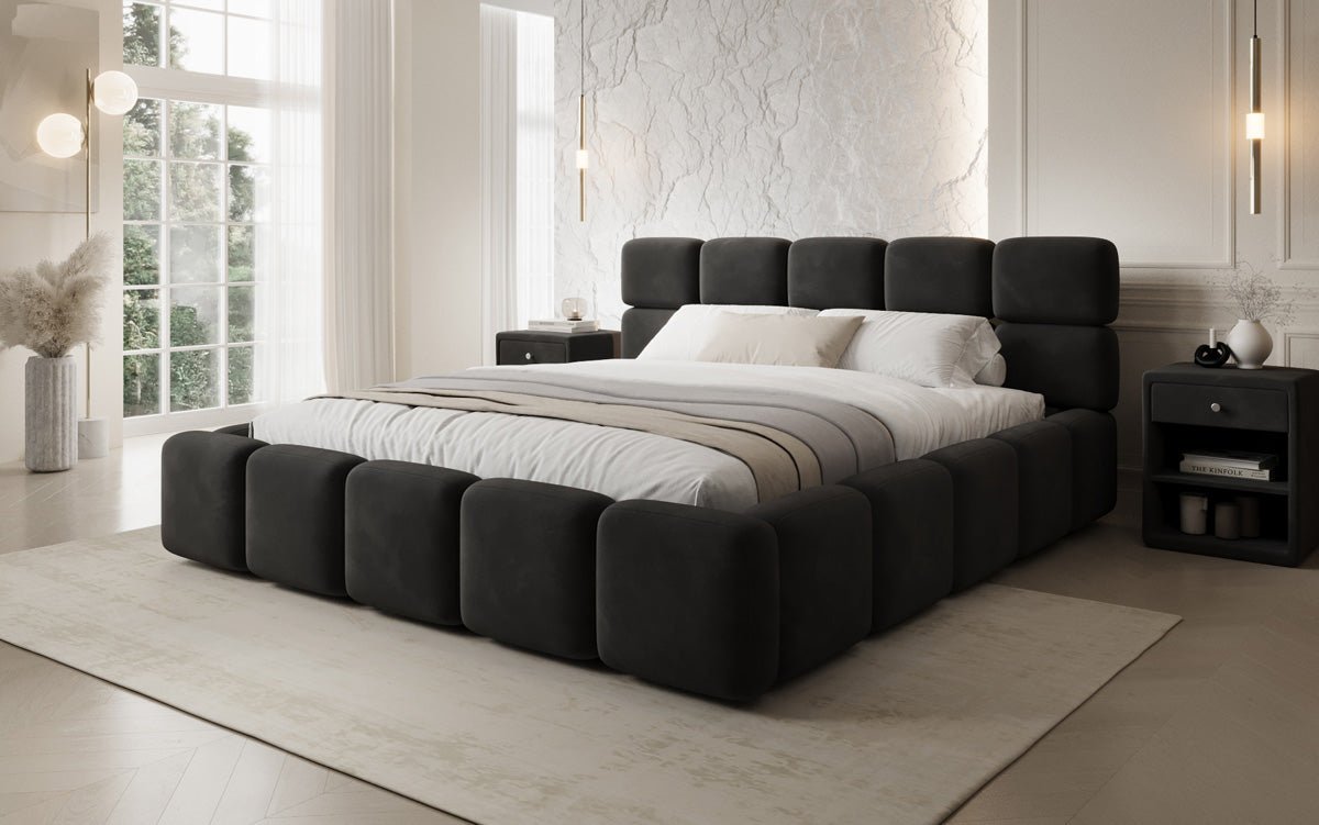 Designer upholstered bed Matilda velvet with storage