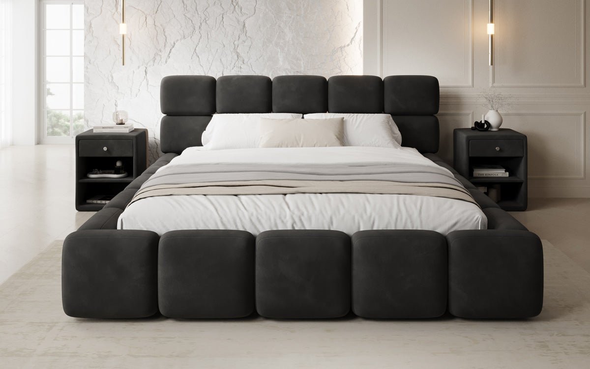 Designer upholstered bed Matilda velvet with storage