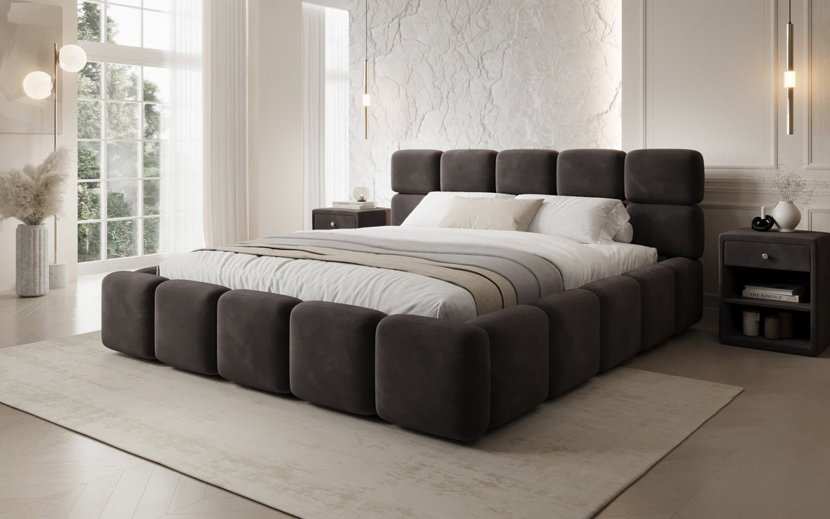 Designer upholstered bed Matilda velvet with storage