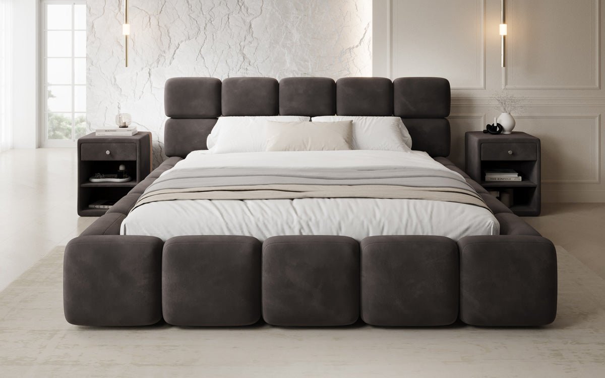 Designer upholstered bed Matilda velvet with storage