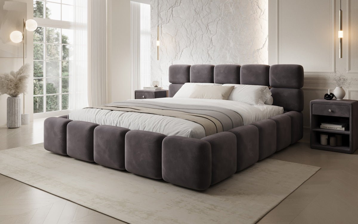 Designer upholstered bed Matilda velvet with storage
