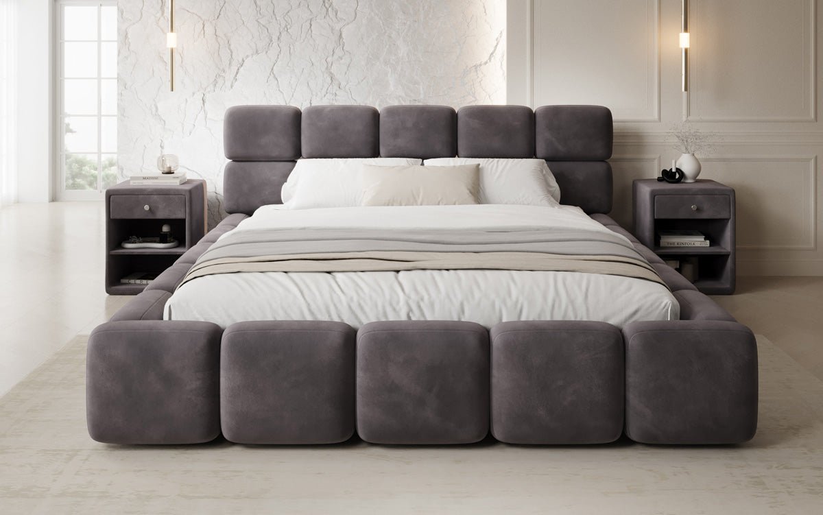 Designer upholstered bed Matilda velvet with storage