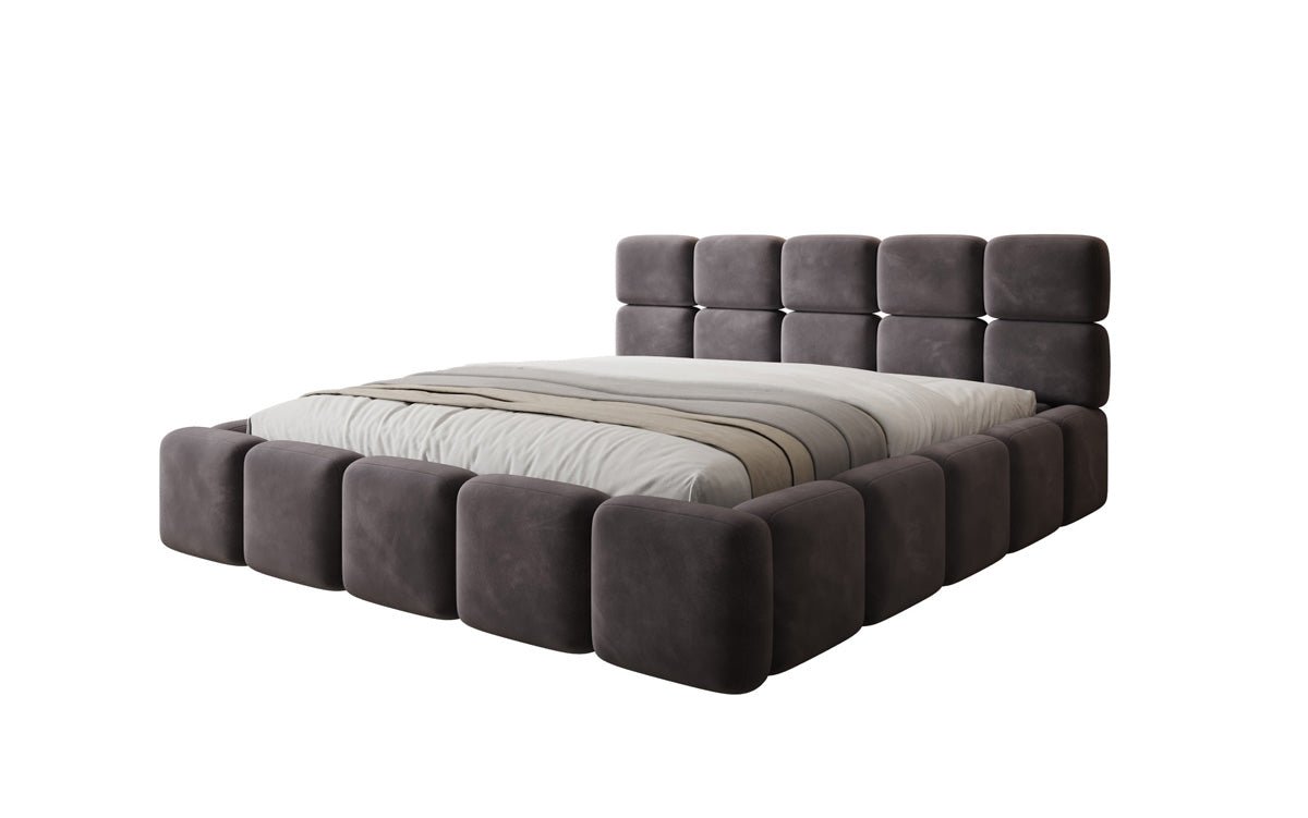 Designer upholstered bed Matilda velvet with storage