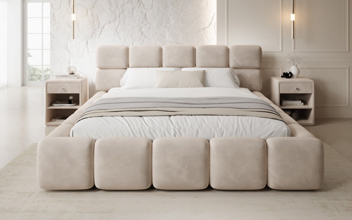 Designer upholstered bed Matilda velvet with storage