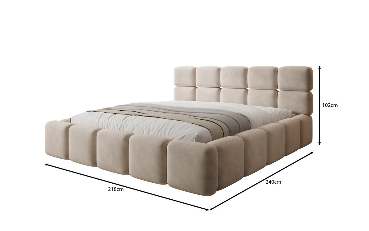 Designer upholstered bed Matilda velvet with storage