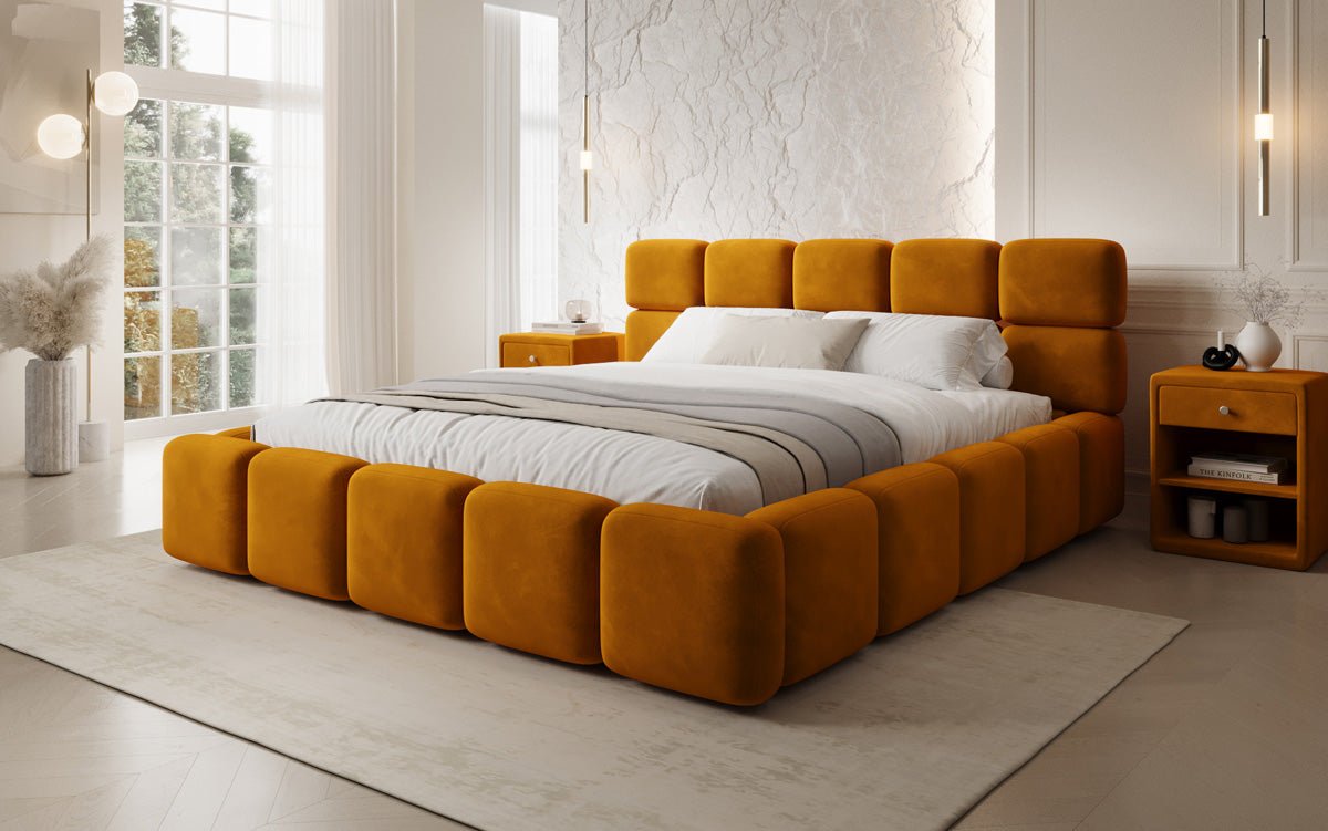 Designer upholstered bed Matilda velvet with storage