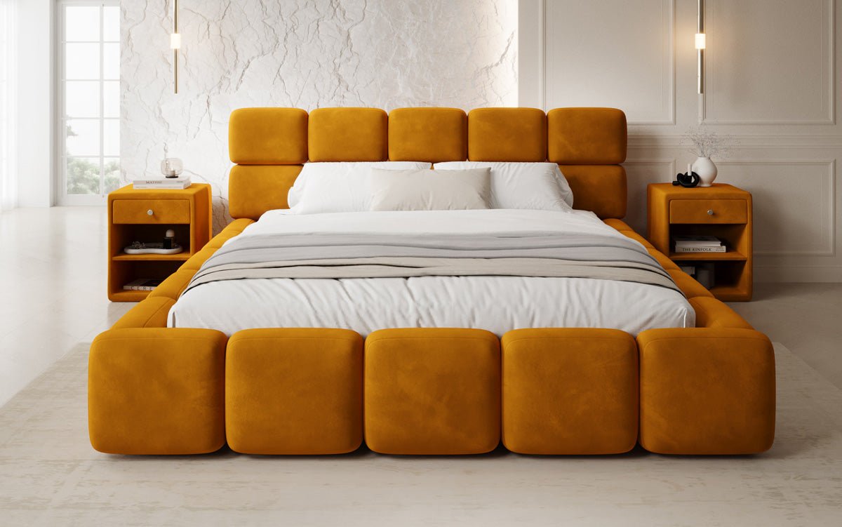 Designer upholstered bed Matilda velvet with storage