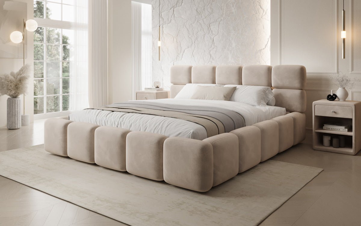 Designer upholstered bed Matilda velvet with storage