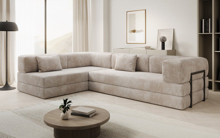 Designer corner sofa Lazy in Corduroy