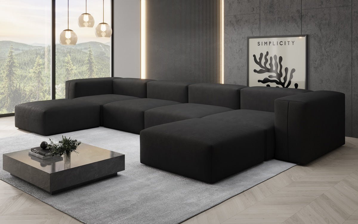 Designer U Sofa Snug in Fabric
