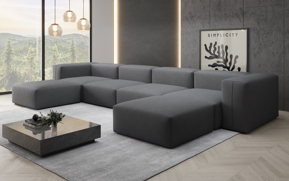 Designer U Sofa Snug in Fabric