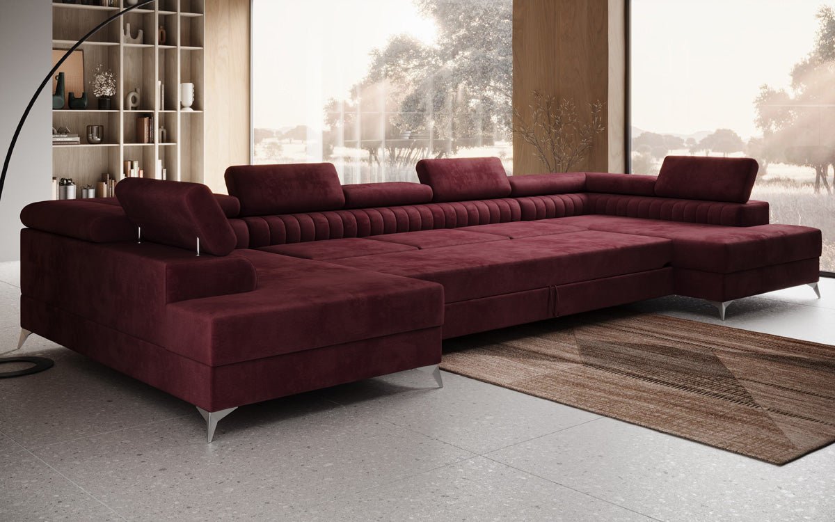 Designer Sofa Aurea U XXL with Sleeping and Folding Function in Velvet