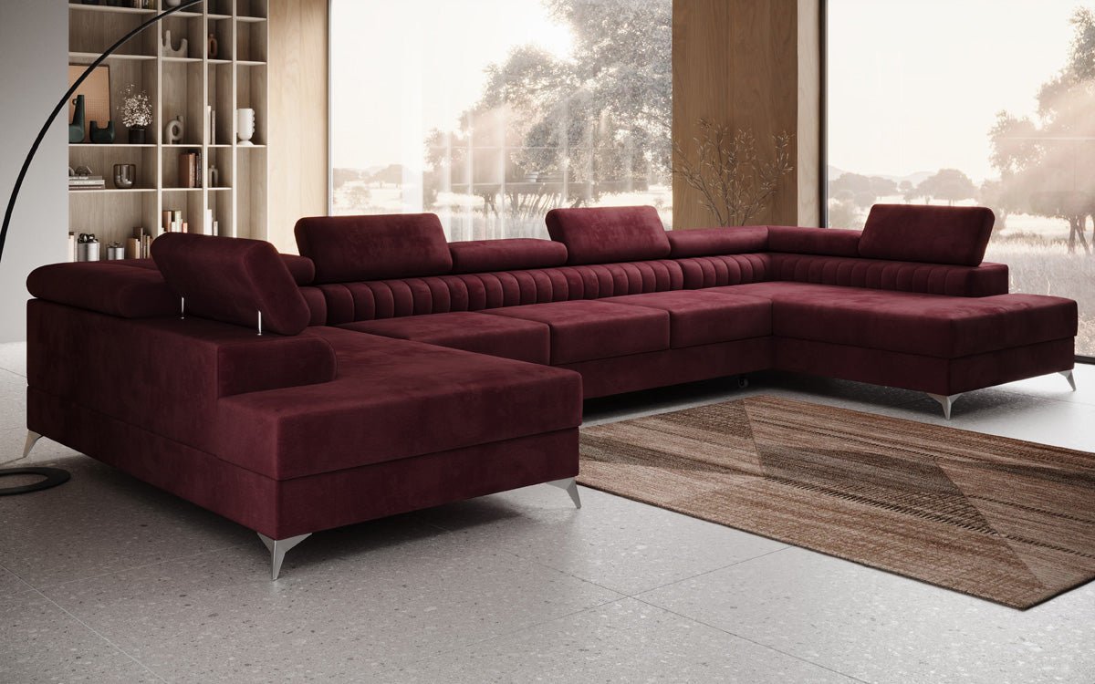 Designer Sofa Aurea U XXL with Sleeping and Folding Function in Velvet