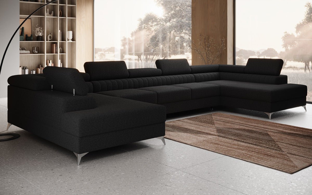Designer Sofa Aurea U XXL with Sleeping and Folding Function in Bouclé