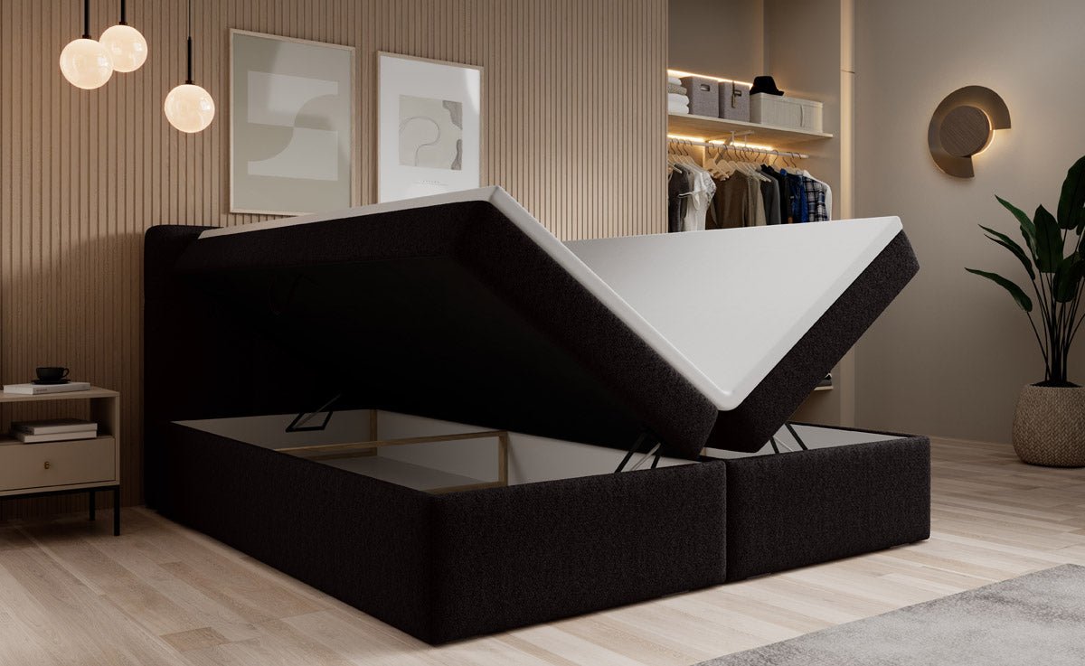 Cozy II Bouclé Box Spring Bed with Storage